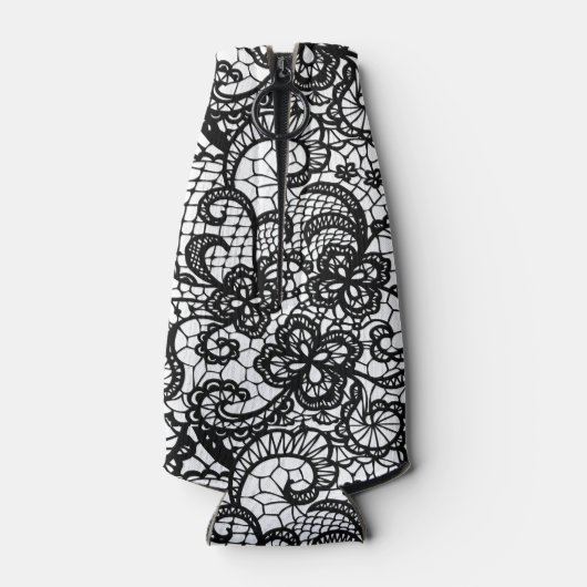 Schwarze Spitzen auf weißer Dose Flaschenkühler (Rückseite)