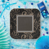 Schwarze Spitzen, Burlap, Leinen Pappteller (Party)