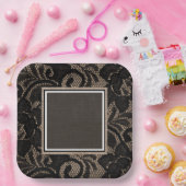 Schwarze Spitzen, Burlap, Leinen Pappteller (Party)