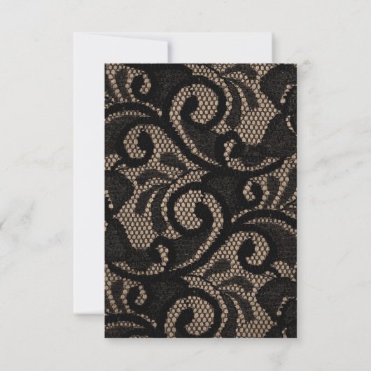 Schwarze Spitzen, Burlap, Leinenwürfel Dankeskarte (Rückseite)