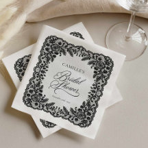 Schwarze Spitzen-Hochzeitsdusche-Papier-Servietten