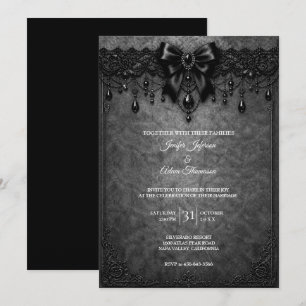 Schwarze Spitzen-Hochzeitseinladung Einladung