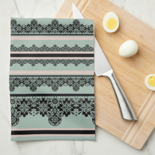 Schwarze Spitzen, Kissen zum Auswerfen Geschirrtuch