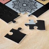 Schwarze Spitzen-Mandalas-Applikations-Patchwork-D Puzzle (Seite)