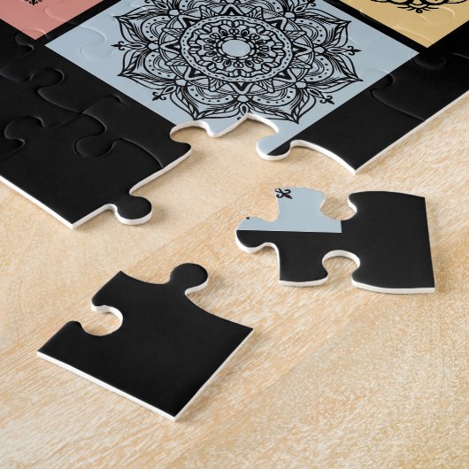 Schwarze Spitzen-Mandalas-Design Puzzle (Seite)