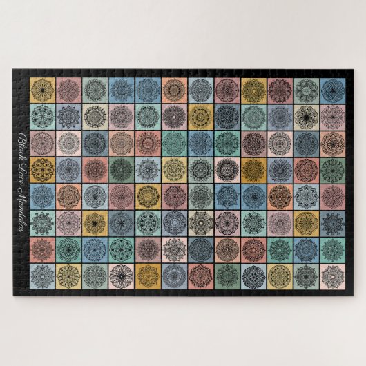 Schwarze Spitzen-Mandalas-Design Puzzle (Horizontal)
