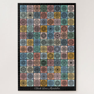 Schwarze Spitzen-Mandalas-Design Puzzle