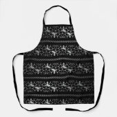 Schwarze Spitzen mit grauem und weißem Rand Schürze (Vorderseite)