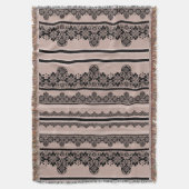 Schwarze Spitzen, offene Arbeiten, brauner Hinterg Decke (Vorderseite Vertikal)