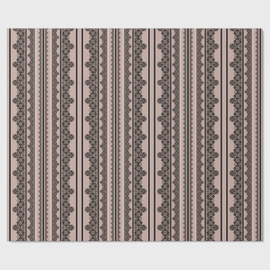 Schwarze Spitzen, offene Arbeiten, brauner Hinterg Geschenkpapier (Flach)