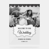 Schwarze Spitzen - persönliches Foto Hochzeit Will Acrylschild (Vorderseite)