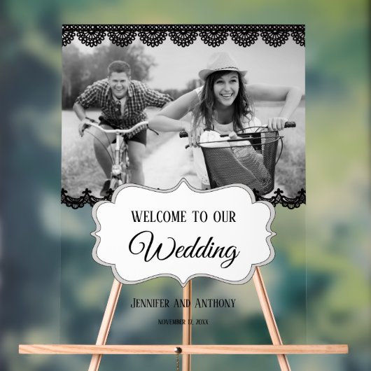 Schwarze Spitzen - persönliches Foto Hochzeit Will Acrylschild (Neutral)