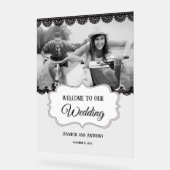 Schwarze Spitzen - persönliches Foto Hochzeit Will Acrylschild (Winkel)
