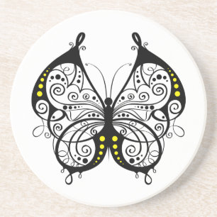 Schwarze Spitzen-Schmetterlinge 5 Getränkeuntersetzer
