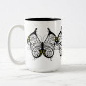 Schwarze Spitzen-Schmetterlinge 5 Zweifarbige Tasse (Links)
