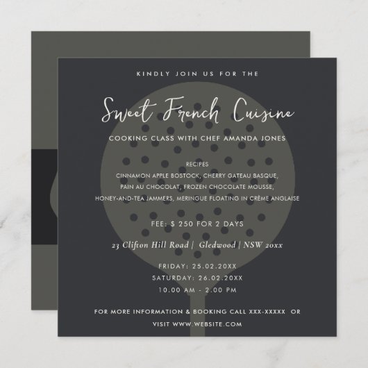 SCHWARZE SPOON FORK COOKKLASSE EINLADEN VORLAGE (Vorne/Hinten)