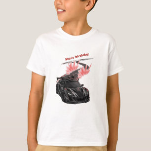 Schwarze Sportwagen-Renn-Kinder-Geburtstagsfeier T-Shirt