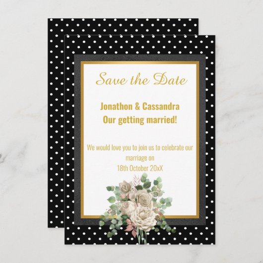 SCHWARZE SPOT LAYER ROSE EUCALYPTUS SAVE THE DATE (Vorne/Hinten)