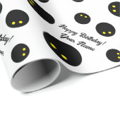 Schwarze Squashkugel - Sport Geburtstag Geschenkpapier (Rolleneckpunkt)