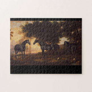 Schwarze Stallions-Vintage Malerei von George Puzzle