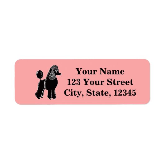 Schwarze Standard Poodle Pink-Rücksendeadressen-Au (Vorne)