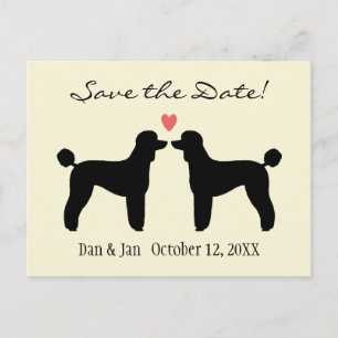 Schwarze Standard Poodles Hochzeit Save the Date Ankündigungspostkarte