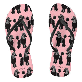 Schwarze Standard Poodles Muster Pink Flip Flops Badesandalen