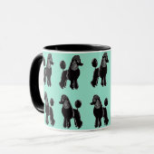 Schwarze Standardpudel-Muster-Minzen-Tasse Tasse (Vorderseite Links)
