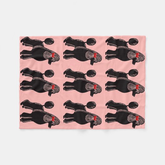 Schwarze Standardpudel-rosa Fleece-Decke Fleecedecke (Vorderseite (Horizontal))
