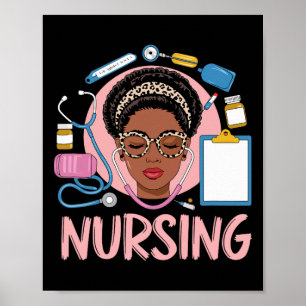 Schwarze Starke Krankenschwester Afro Mädchen Mela Poster