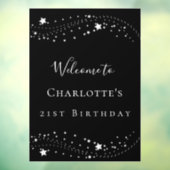 Schwarze Stars Elegante Geburtstagsfeier Fensteraufkleber (Blatt 3)