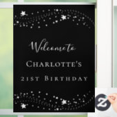 Schwarze Stars Elegante Geburtstagsfeier Fensteraufkleber (Zuhause)