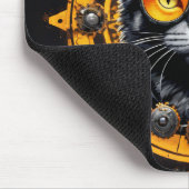 Schwarze Steampunkatze mit orangefarbenen Brillen Mousepad (Ecke)