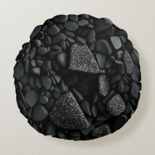 Schwarze Steine Rundes Kissen
