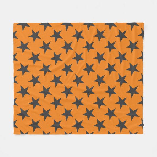 Schwarze Sterne auf Pumpkin Fleecedecke (Vorderseite (Horizontal))