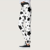 Schwarze Sterne auf Weiß Leggings (Links)
