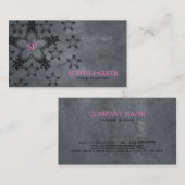 Schwarze Sterne Grau Hintergrund Visitenkarte (Vorne/Hinten)