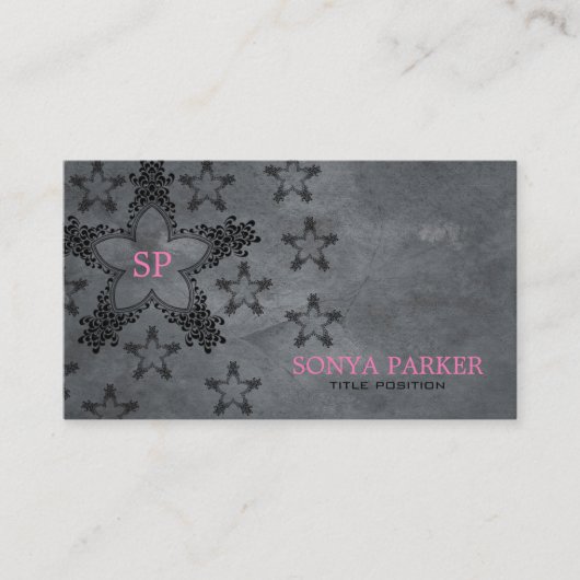 Schwarze Sterne Grau Hintergrund Visitenkarte (Vorderseite)