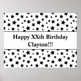 Schwarze Sterne mit Botschaft Geburtstagspender Poster