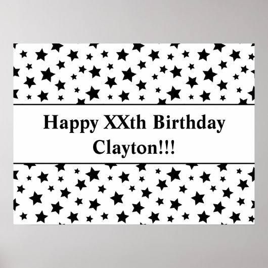 Schwarze Sterne mit Botschaft Geburtstagspender Poster (Vorne)