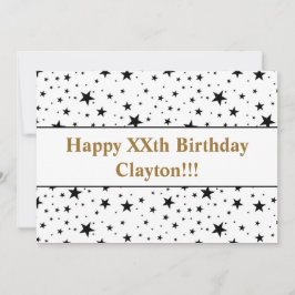 Schwarze Sterne mit Botschaft zum Geburtstag Einladung