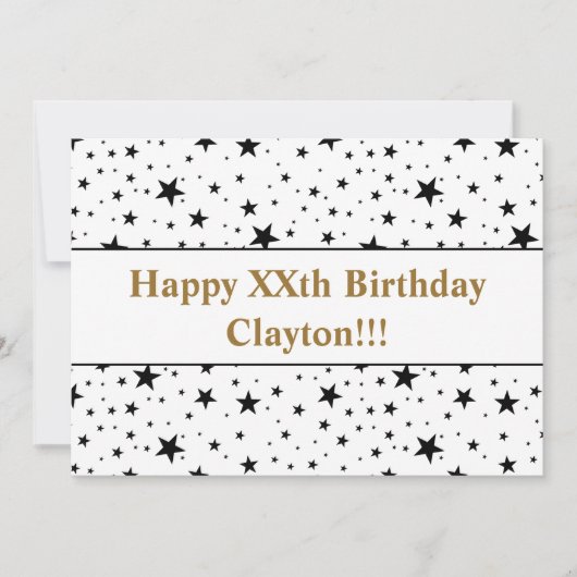 Schwarze Sterne mit Botschaft zum Geburtstag Einladung (Vorderseite)