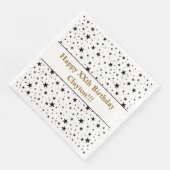 Schwarze Sterne mit Botschaft zum Geburtstag Serviette (Ecke)
