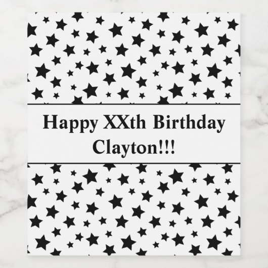 Schwarze Sterne mit Geburtsweinetikett Weinetikett (Einzelnes Label)