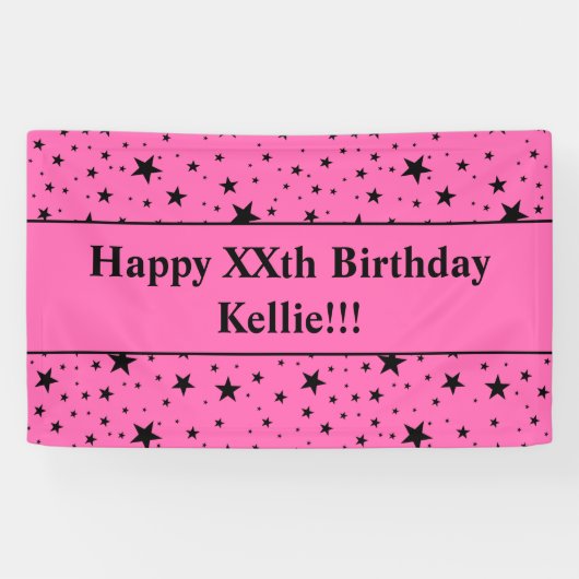 Schwarze Sterne mit rosafarbener Botschaft zum Geb Banner (Horizontal)