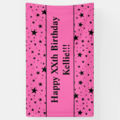 Schwarze Sterne mit rosafarbener Botschaft zum Geb Banner (Vertikal)