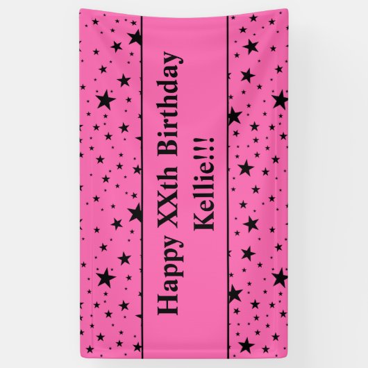 Schwarze Sterne mit rosafarbener Botschaft zum Geb Banner (Vertikal)