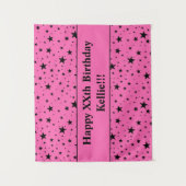 Schwarze Sterne mit rosafarbener Botschaft zum Geb Wandteppich (Vorderseite)