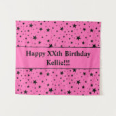 Schwarze Sterne mit rosafarbener Botschaft zum Geb Wandteppich (Vorderseite (Horizontal))