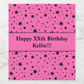 Schwarze Sterne mit rosafarbener Botschaft zum Geb Weinetikett (Einzelnes Label)